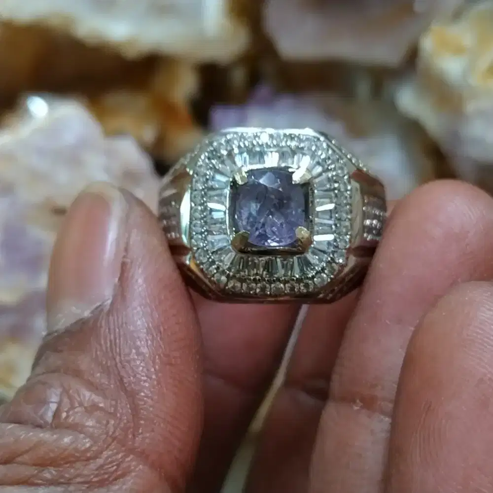 Cincin permata spinel matel purple natural plus memo