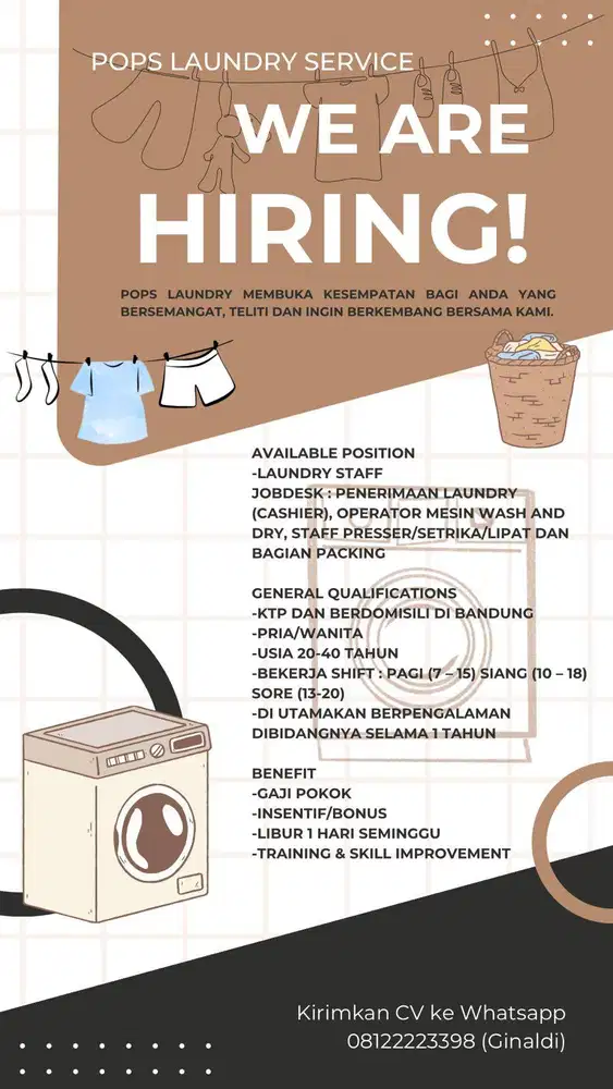 LOKER BANDUNG LAUNDRY STAFF