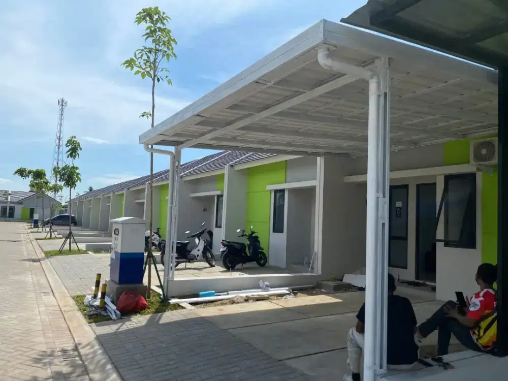 KANOPI baja ringan atap alderon/ spandek pasir terpasang