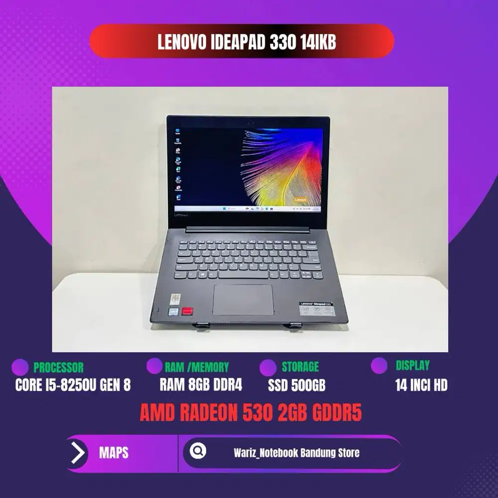 LENOVO IDEAPAD 330 14IKB CORE I5 8250U AMD 530 2GB GDDR5 RAM 8GB SSD
