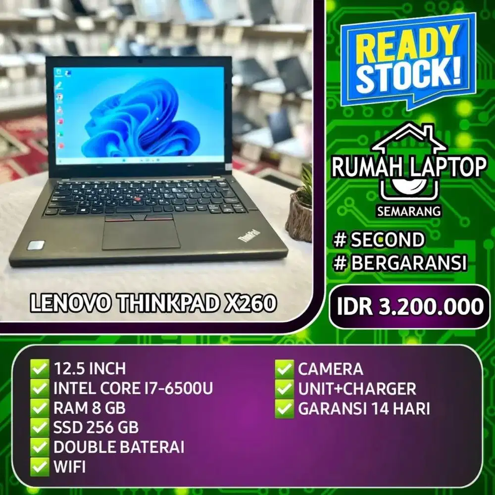 Lenovo Thinkpad X260 (sec). Intel Core i7-6500U. RAM 8 GB. SSD 256 GB.