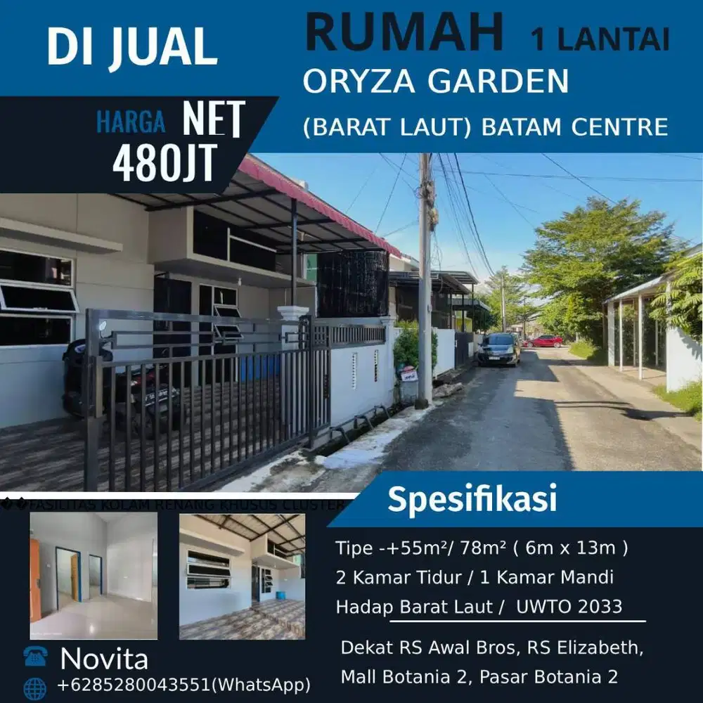 1 Unit Rumah 1 Lt di Oryza Garden Siap Huni, Batam Centre