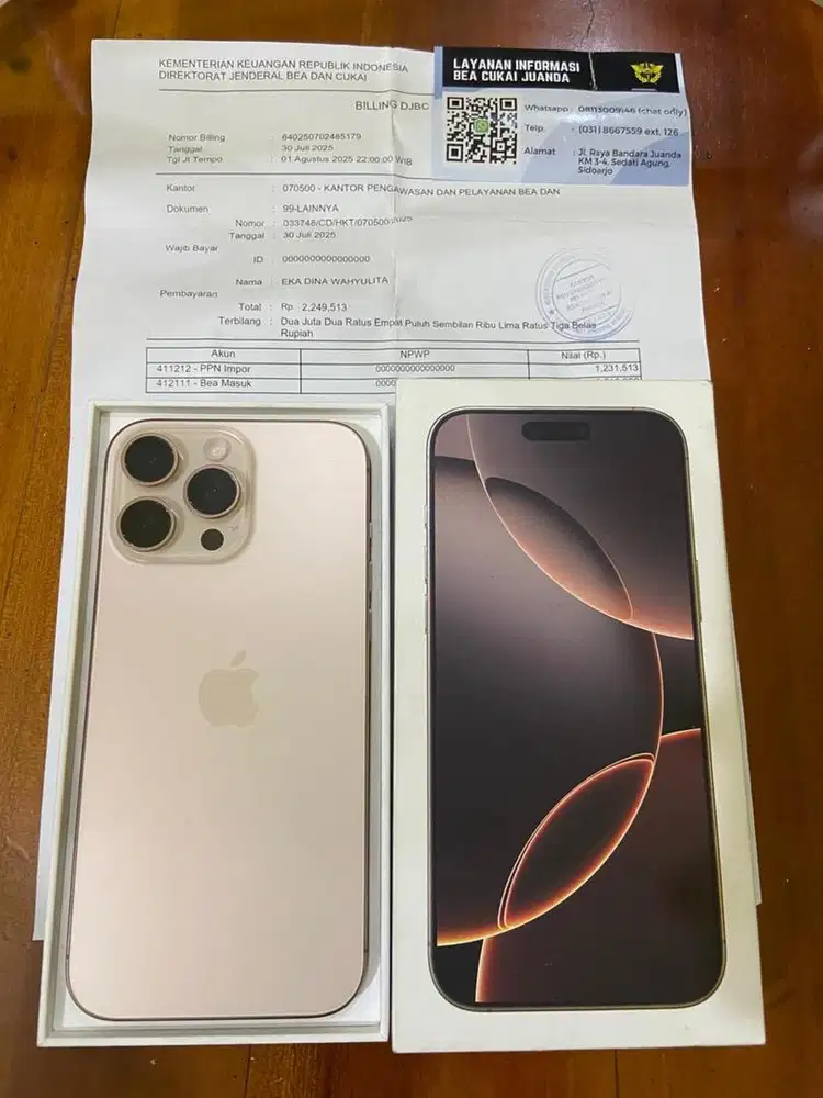 Iphone 16 promax 256gb dual sim regist beacukai
