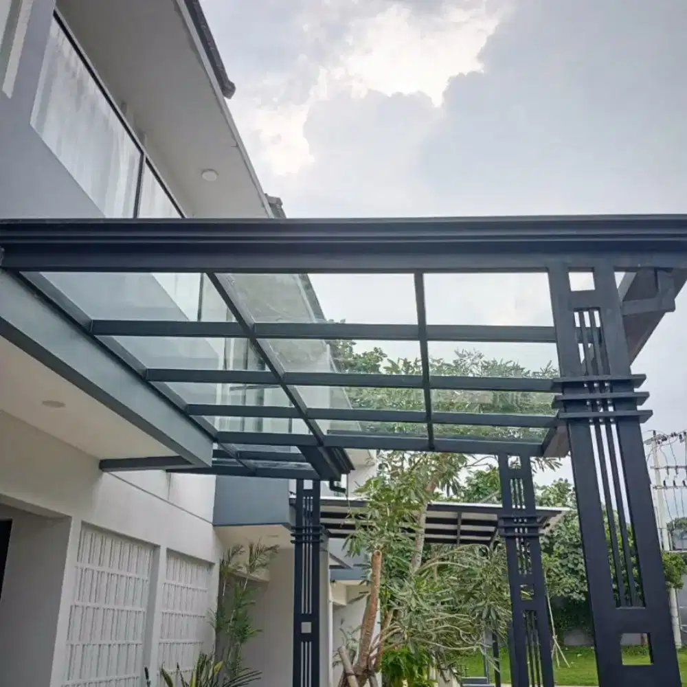 Kanopi kaca tempred glass bening
