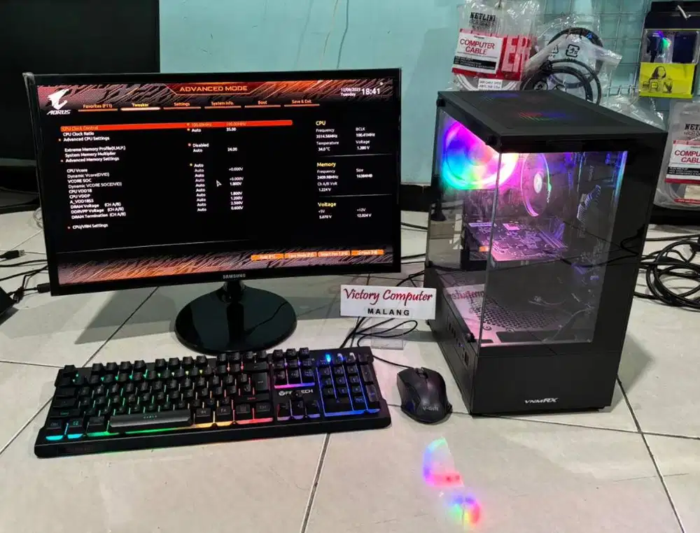 PC Komputer Ryzen 5 RAM 16GB SSD VGA Nvidia Layar 24 inch GAMING