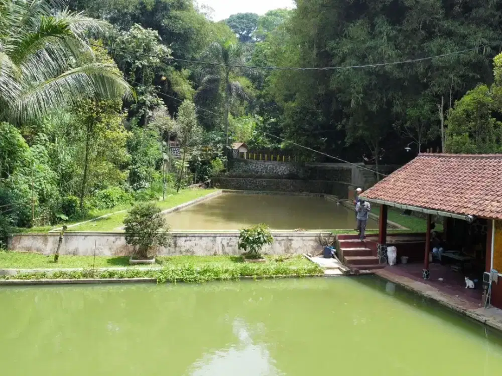 Tanah Kolam + Villa Kayu Dekat Exit Tol Darangdan Dijual Murah