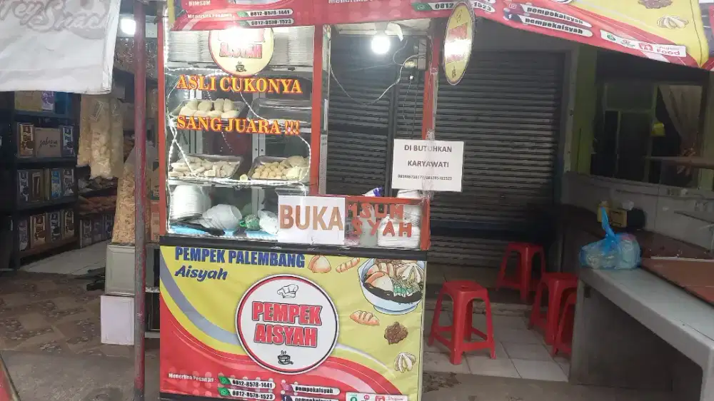 Dibutuhkan karyawati(wanita).untuk jaga kios pempek.