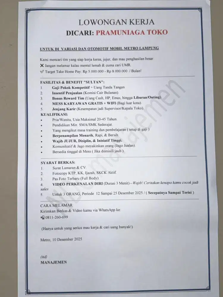 Karyawan toko variasi