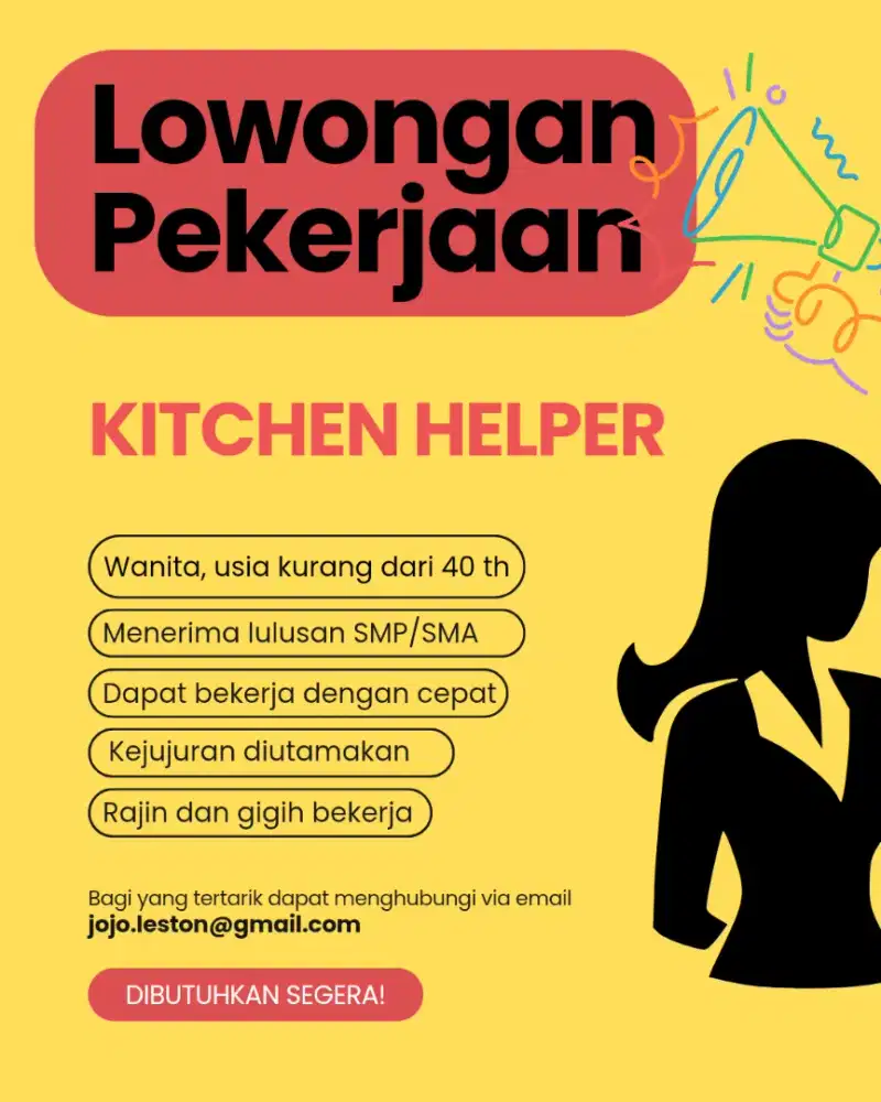 LOWONGAN KITCHEN HELPER (WANITA)