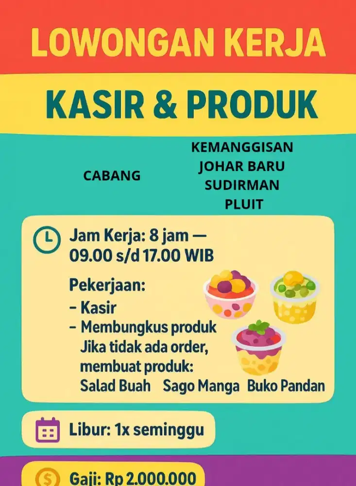 Lowongan kerja kasir sekaligus produk