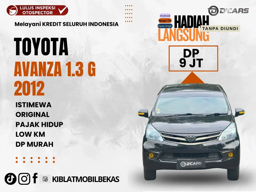 TOYOTA AVANZA G 2012 ORIGINAL NO.POL AD ISTIMEWA