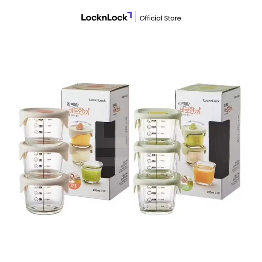 LocknLock Oven Glass Food Container MPASI Bayi 3Pcs 230ml