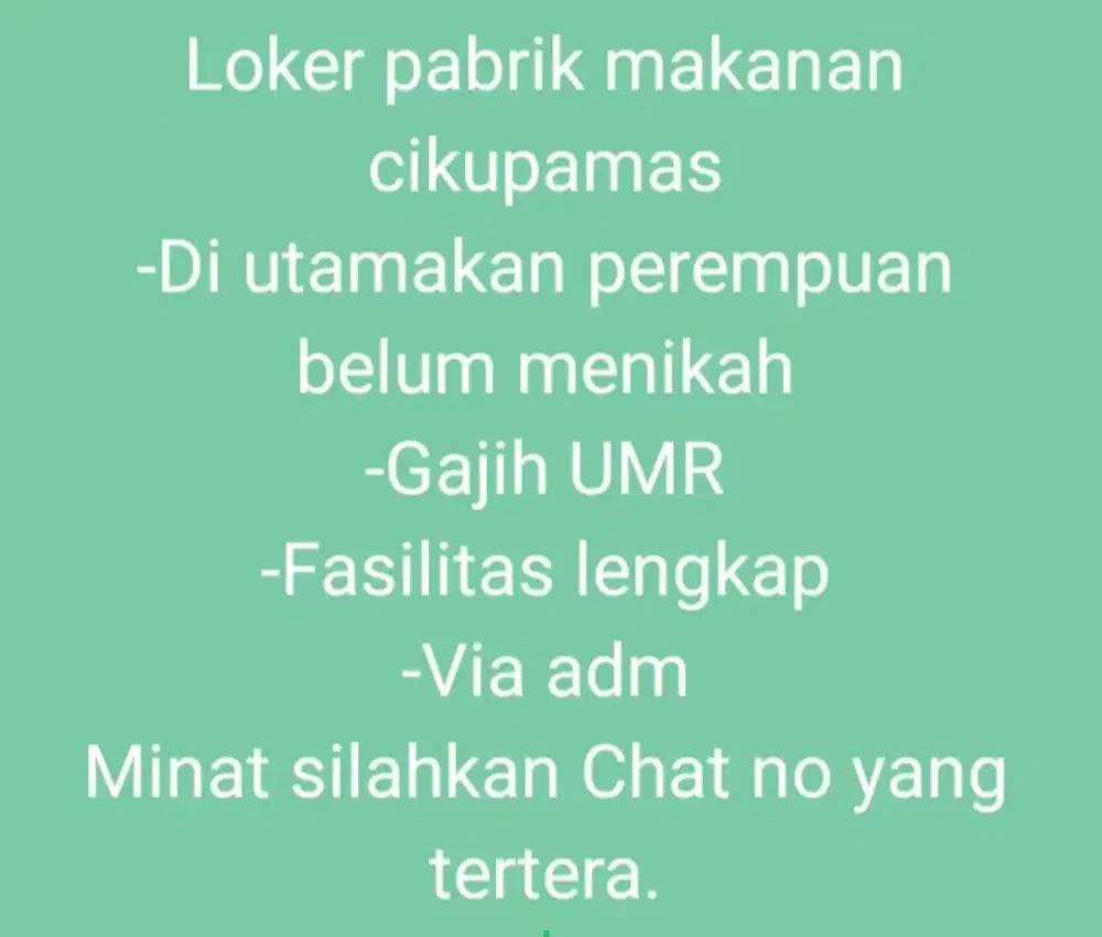 Lowongan kerja pabrik makanan cikupamas