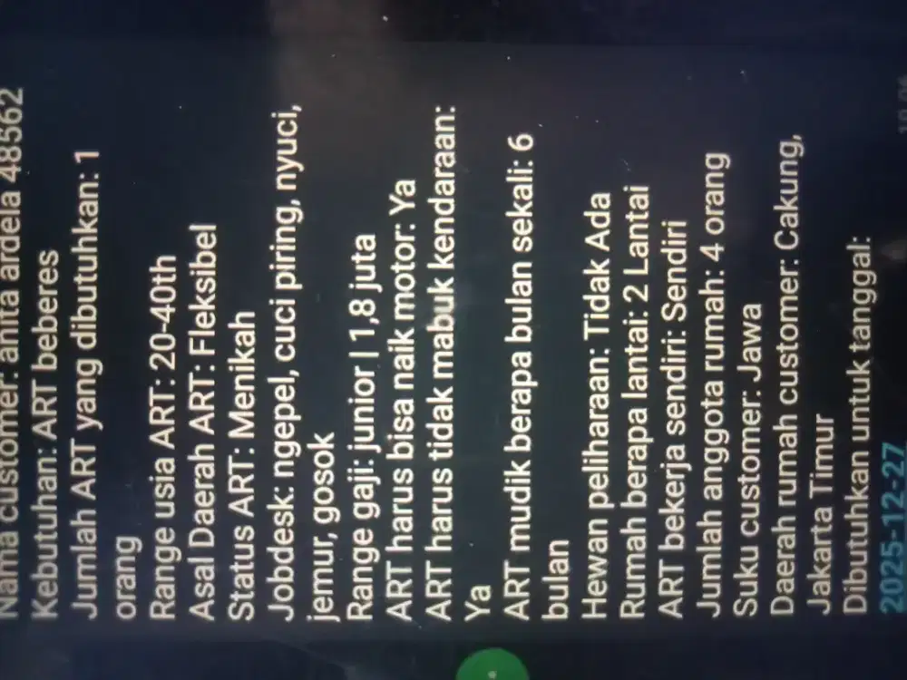 Saya penyalur langsung majikan, bukan yayasan jadi no tampung2 yah kak