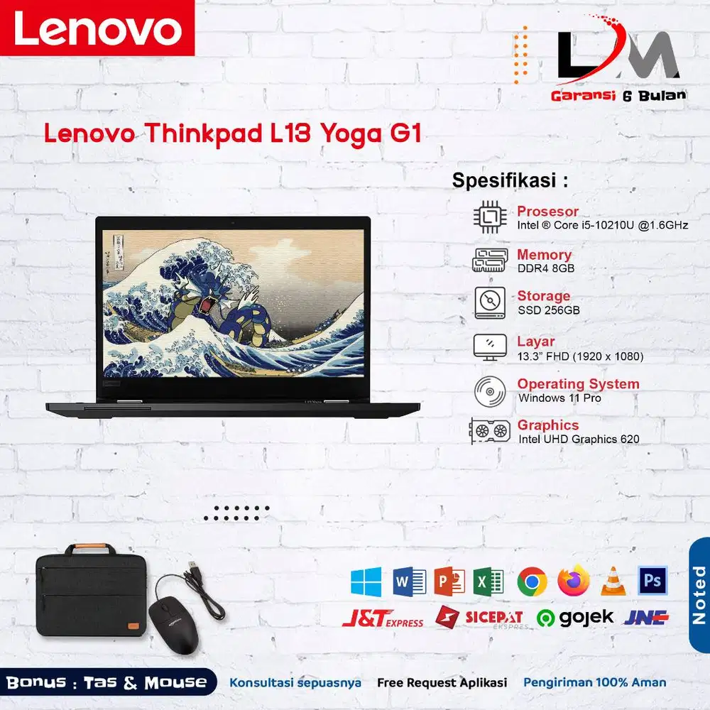 Lenovo L13 Yoga G1 i5 Gen 10 Ram 8GB SSD 256GB 13.3 FHD Bergaransi