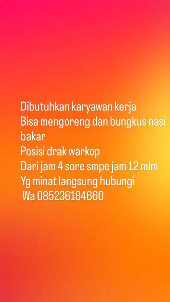 Butuh karyawan perempuan