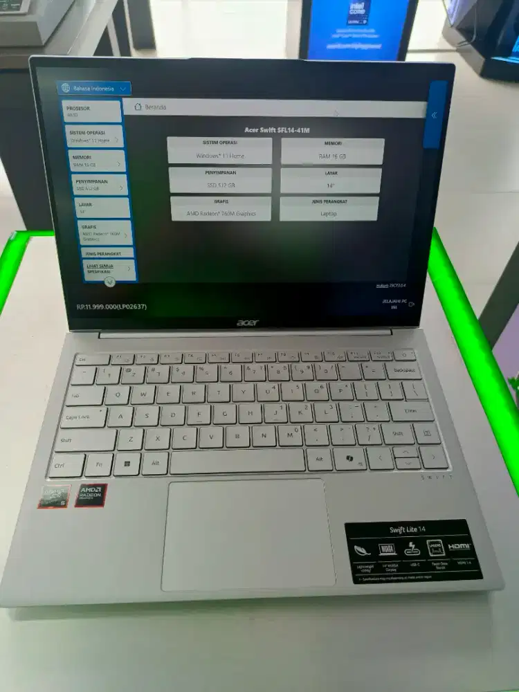 Kredit laptop Acer SWIFT SFL14-41M tanpa DP dan ADM