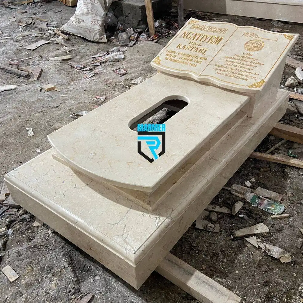 Kijing mini pahlawan model buku batu marmer putih finishing mengkilap