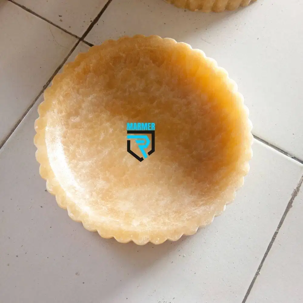 Tray nampan batu onix motif bergerigi finishing kilap