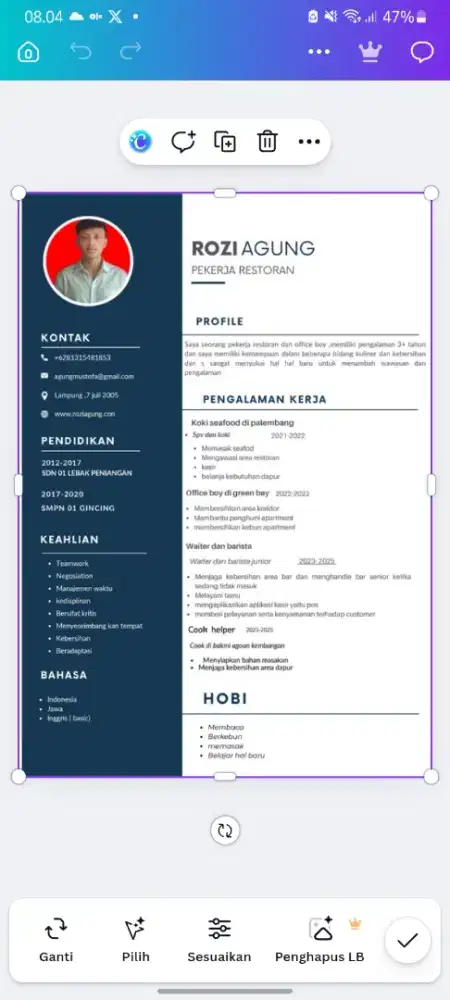 Mencari pekerjaan terutama fnb