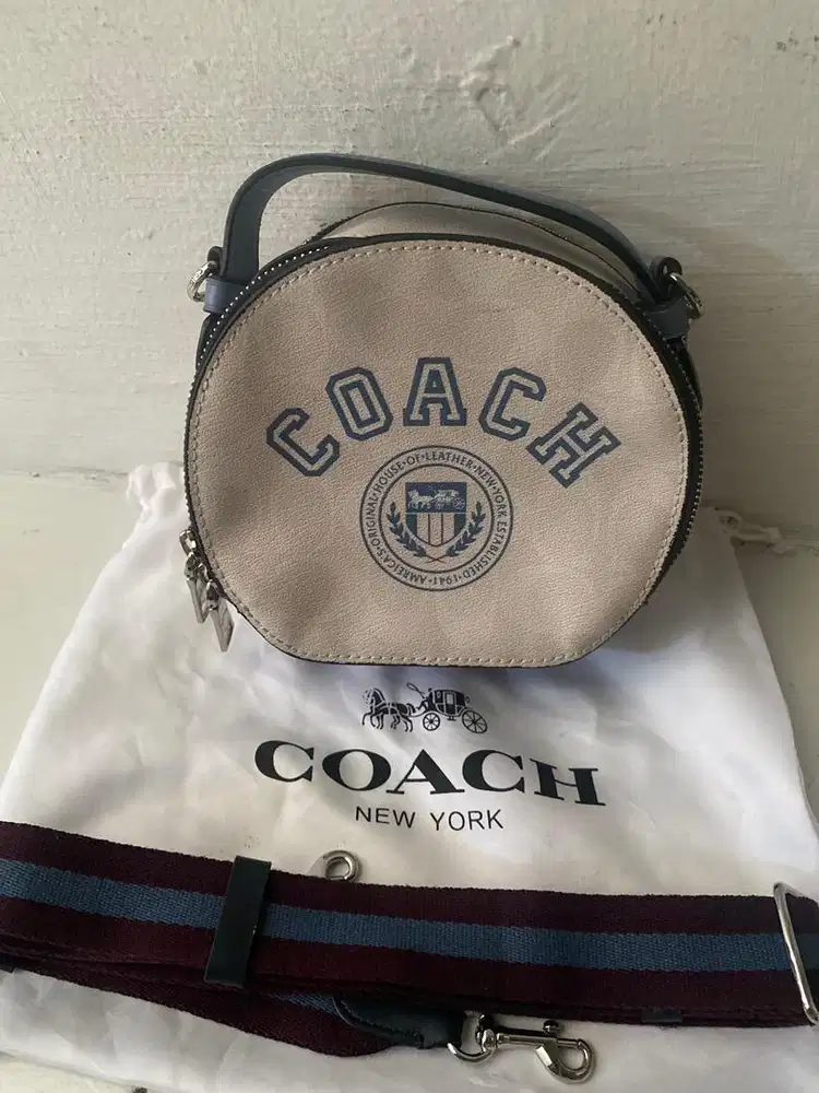 Tas coach bulat putih biru