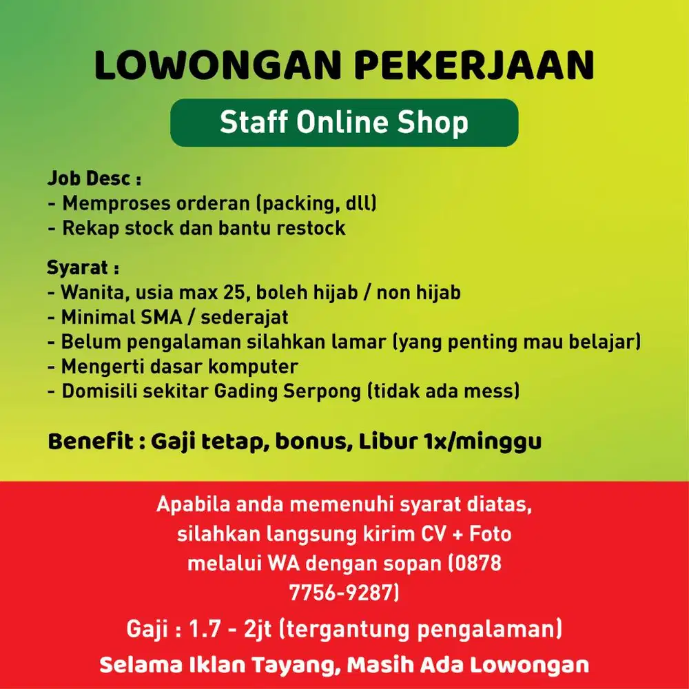 Staf Packing Online Shop