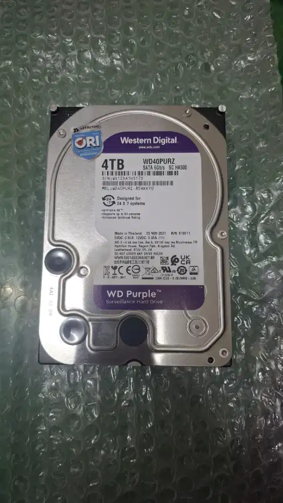 Hardisk 4TB INT 3.5 WDC BF256 PURPLE SATA