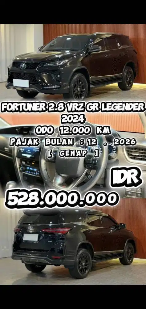 [ ODO 12.000 KM ] TOYOTA FORTUNER 2.8 GR SPORT LEGENDER AT 2024