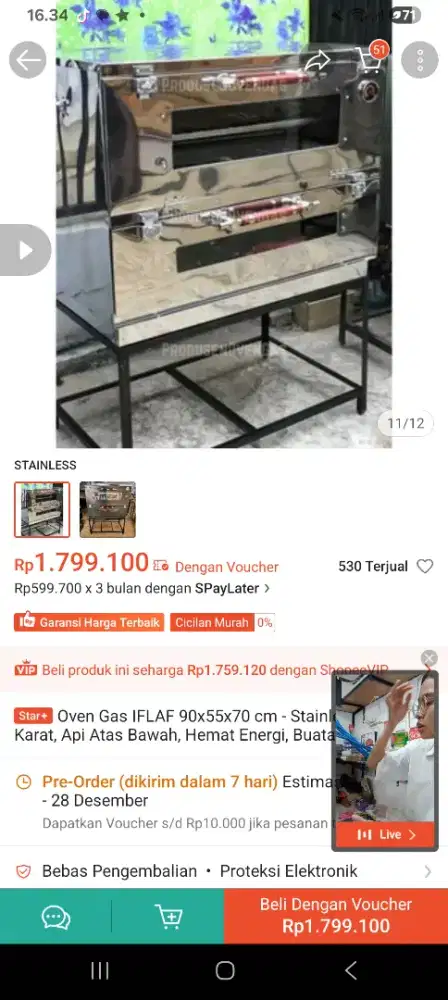 OVEN GAS STAINLESS