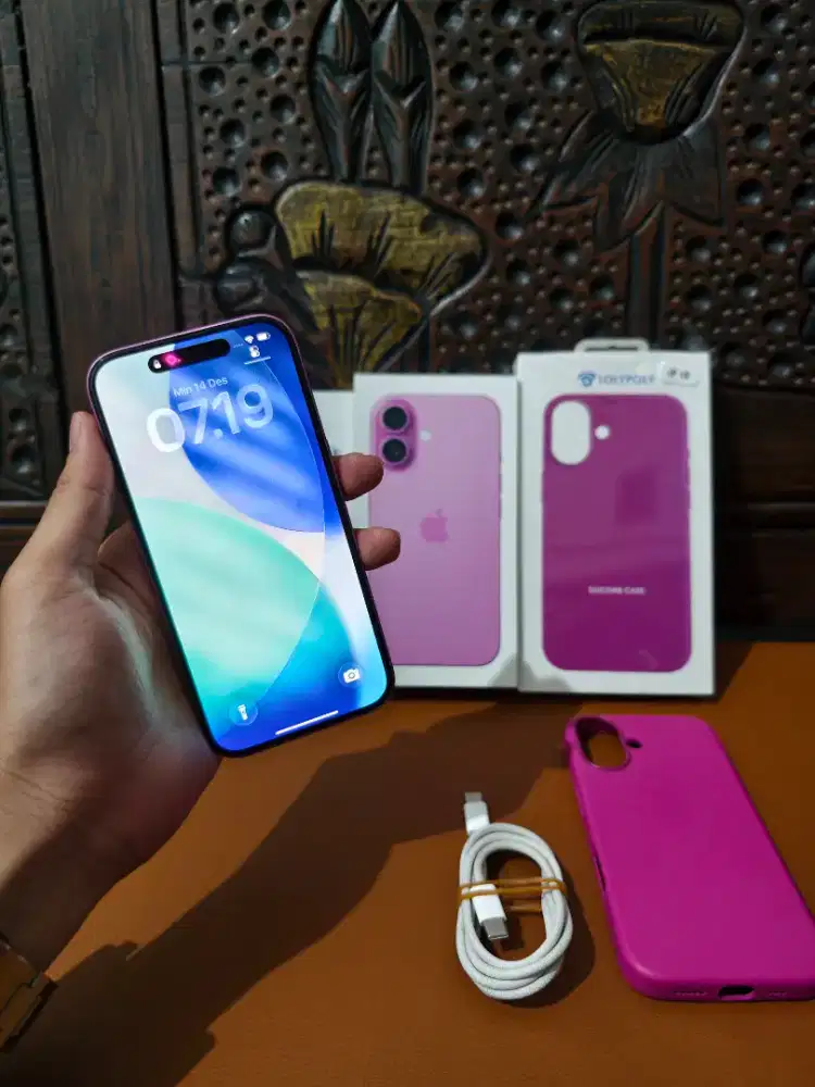 Iphone 16 128gb Ibox Fullset ori pink + bonus