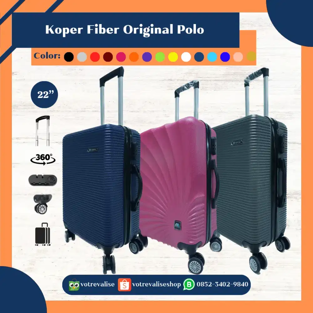 Koper bagasi size 22 inch Polo Original ada trolley silent wheel big