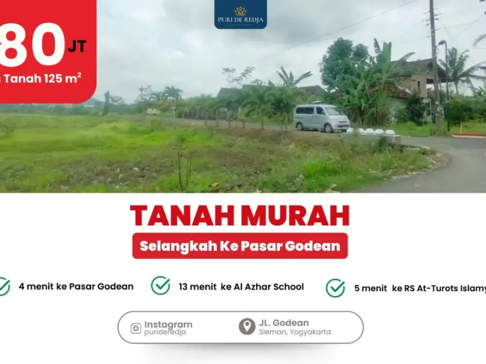 Dijual kavlingan Sertifikat SHM Dekat Al Azhar Internasional Sleman