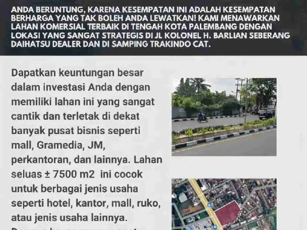 jual tanah komersil palembang