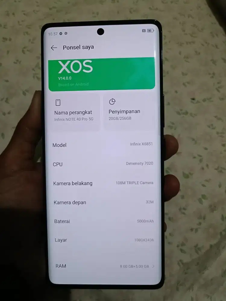 Infinix note 40pro 5G ram 8/256