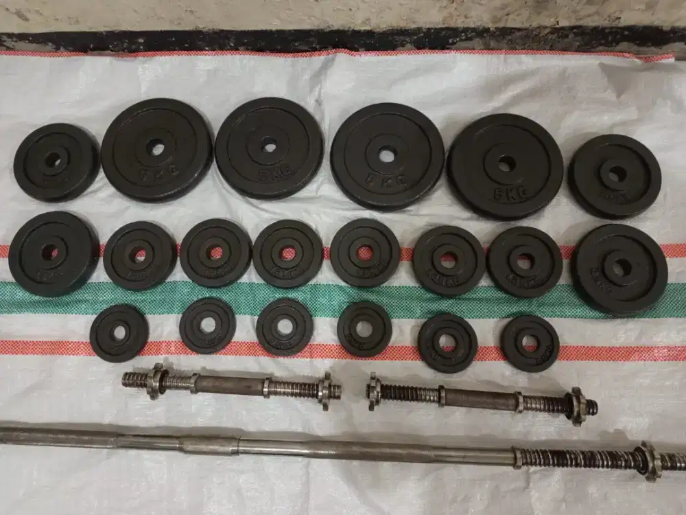 Alat olahraga barbel set besi 50 kg