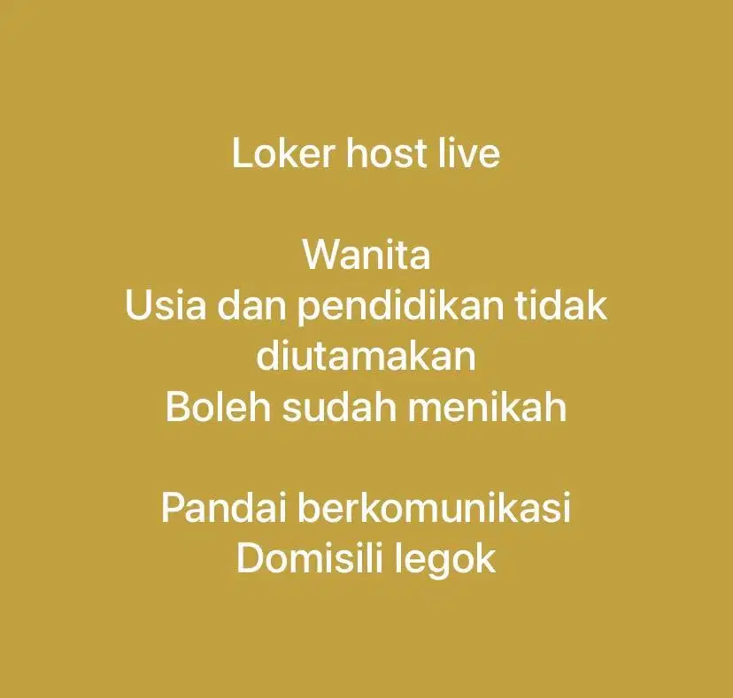 Lowongan host live streaming part time