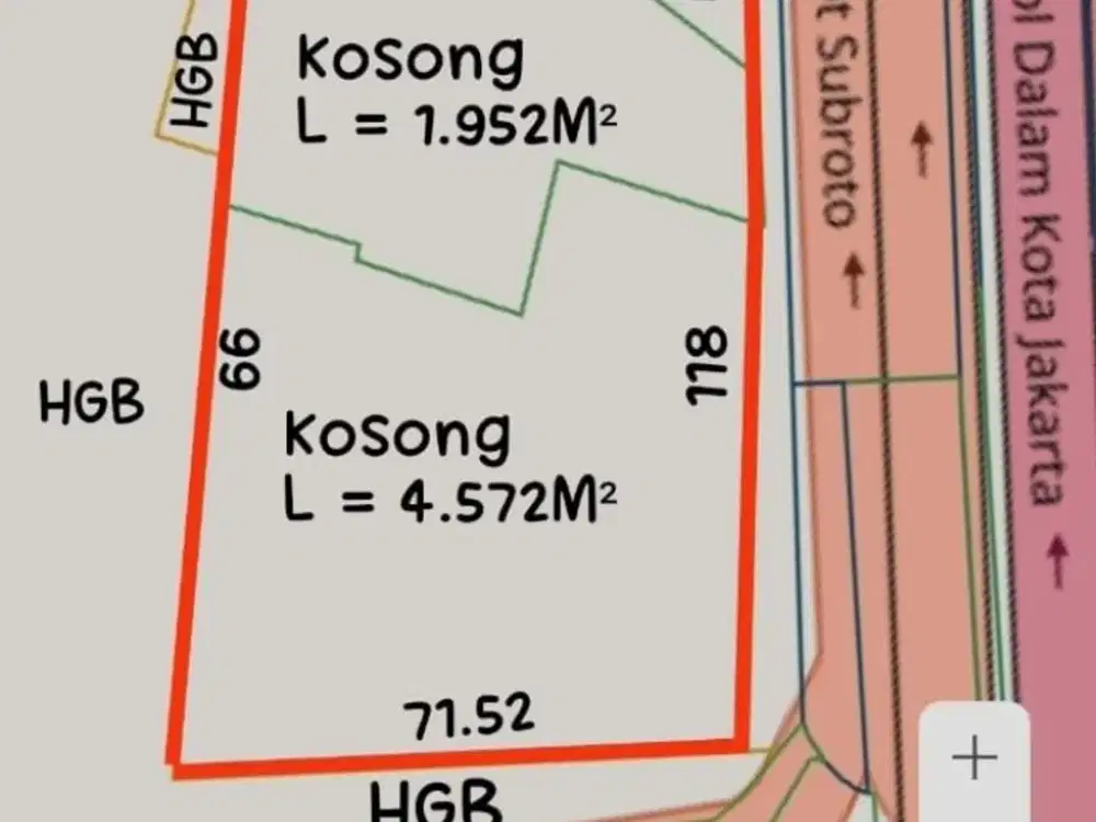 Tanah Disewakan Dkt Gedung MPR DPR, 7000m2 Sewa 3.5M /th .