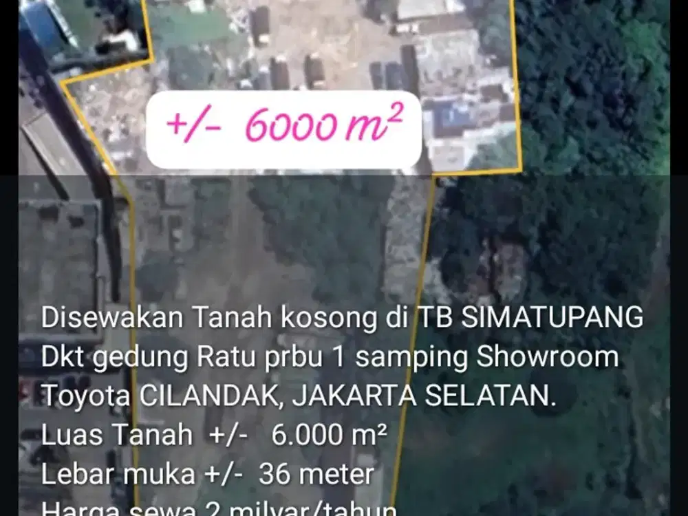 Tanah TB.Simatupang Disewakan Utk Lap.Padel, Klinik, Kantor Dll.