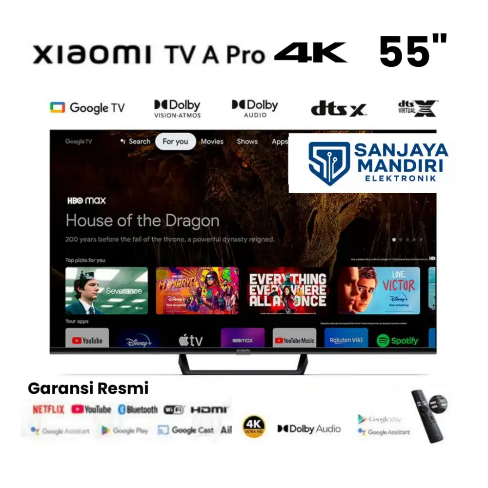 Xiaomi L55M8-A2ID Mi TV A Pro 55 4K UHD Google TV Dolby Vision Resmi