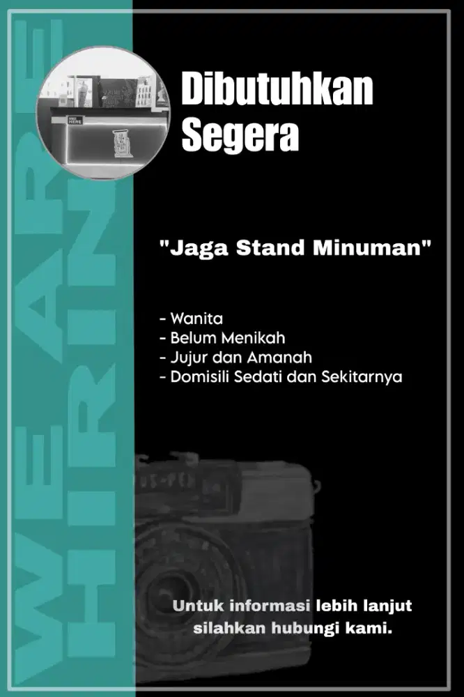 Dibutuhkan crew jaga stand minuman