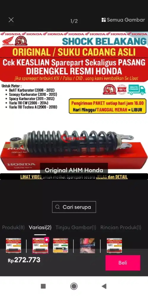 Jual shock belakang baru
