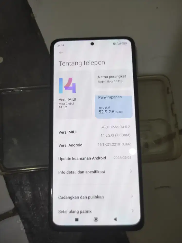 redmi note 10pro 6/64gb masih full orian