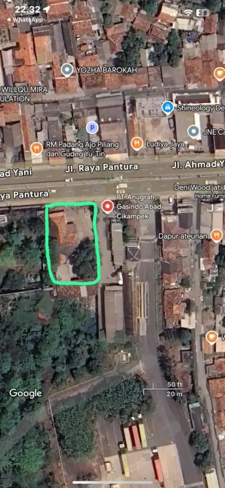 Jual tanah Jl Ahmad Yani bekas JNE Cikampek