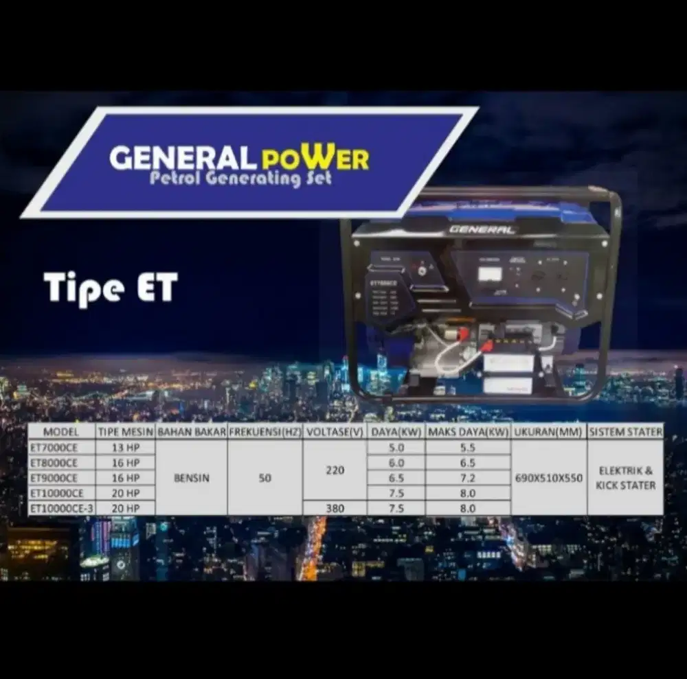 Genset tipe 7000e/5000watt general