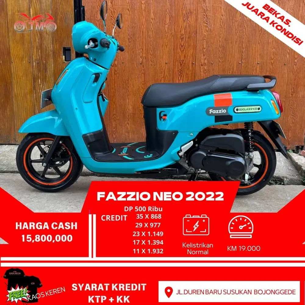 FAZZIO NEO 2022 LIKE NEW DP 500 RB ANGSURAN RINGAN HARGA CASH TERMURAH