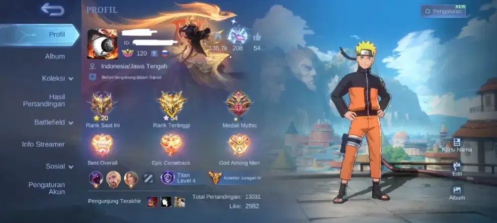 Jual santai akun ml jarang di maenin