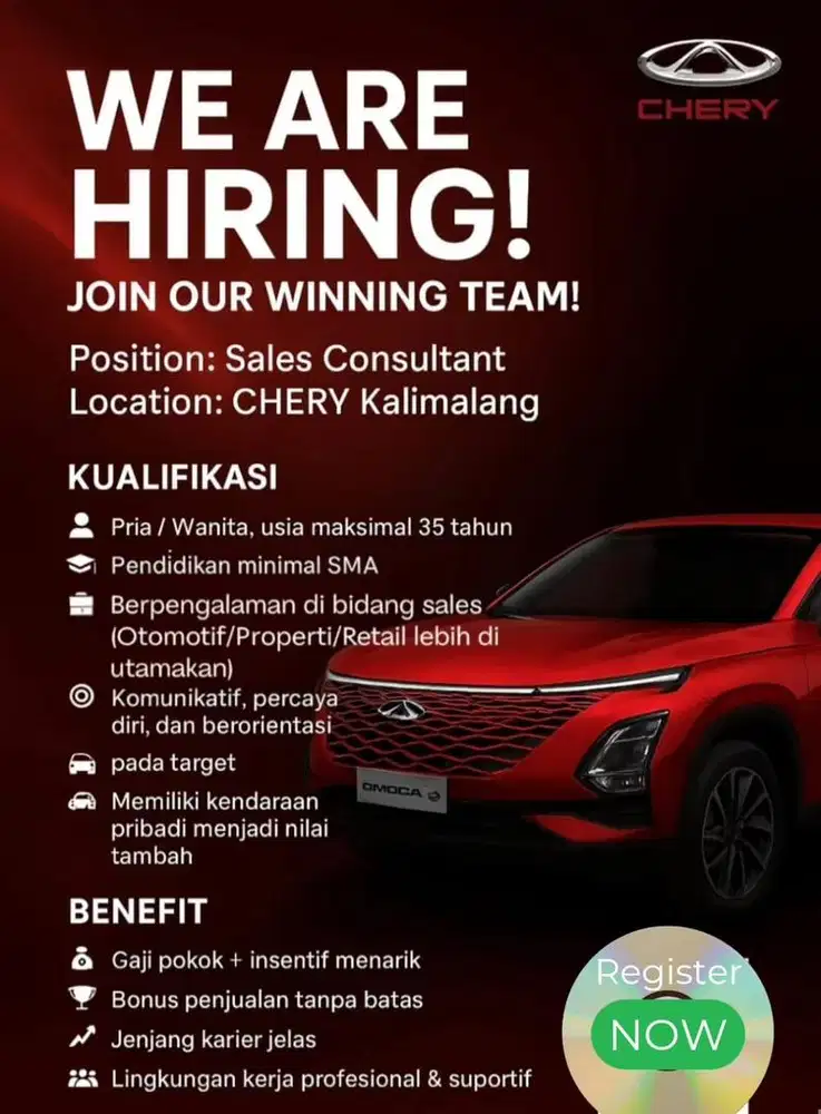 Lowongan Sales Mobil Chery