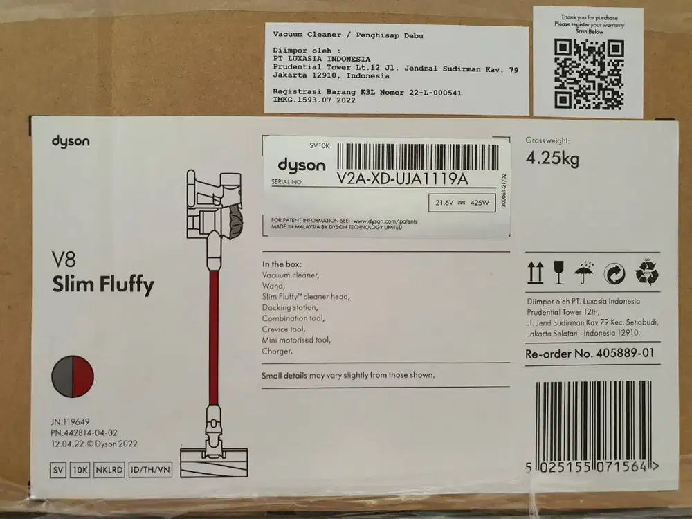 Dyson V8 Slim Fluffy Wet & Dry Vacuum Cleaner - BNIB