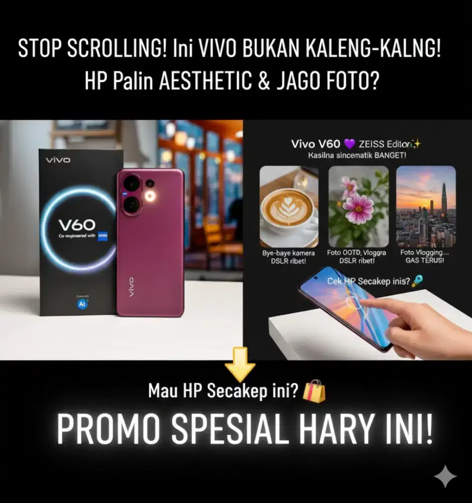 Vivo V60 5G | Kamera ZEISS Premium | Spek Dewa, Harga Terbaik!