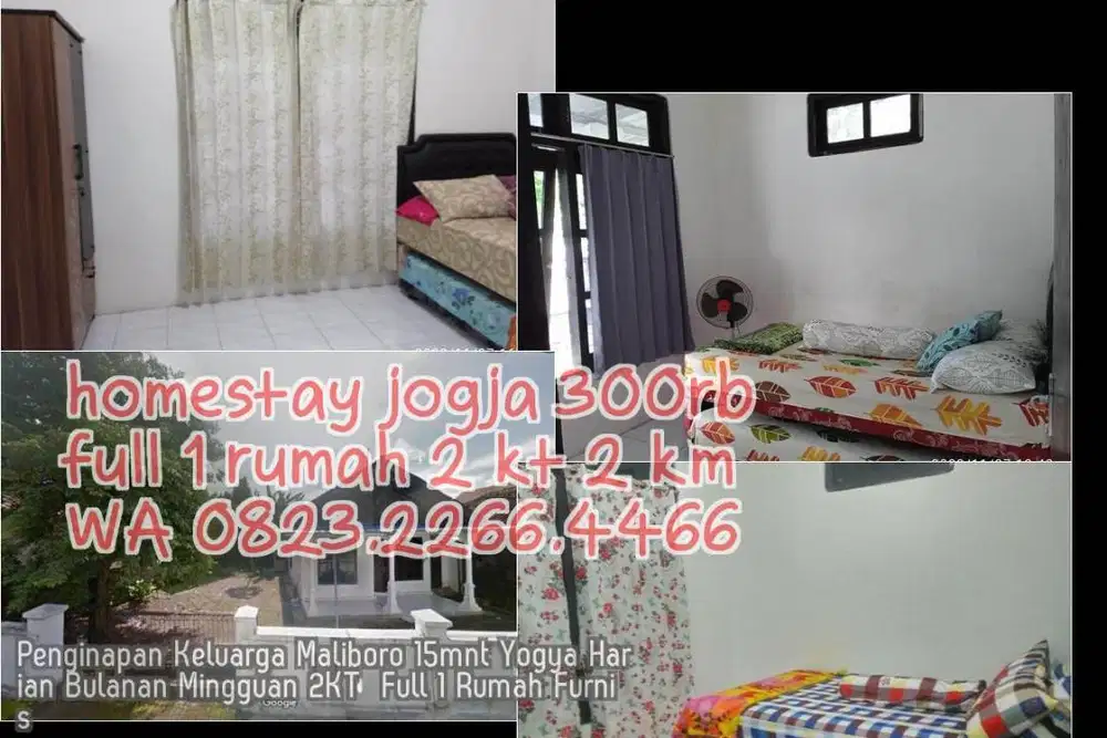 Penginapan Keluarga Maliboro 15mnt Yogya Harian Bulanan Mingguan 2KT